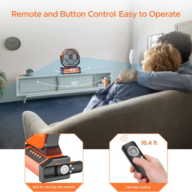 Camping Fan with LED Lantern, 20000mAh Rechargeable Battery Operated Outdoor Tent Fan with Light & Hook, 270° Pivot