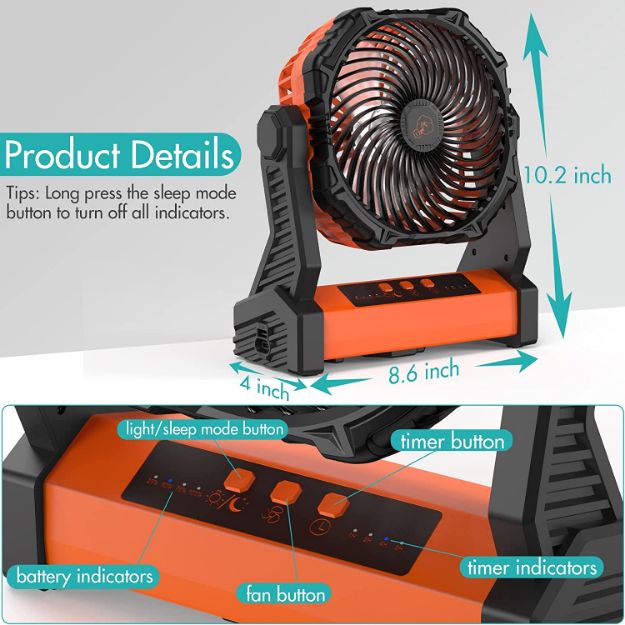 10000mah camping fan