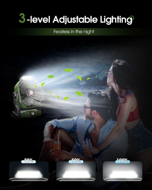 10800mAh Solar Powered Fan & Led Lantern, Rechargeable Outdoor Tent Fan for Camping Essentials