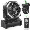 Camping Fan with LED Lantern, 20000mAh Rechargeable Battery Operated Outdoor Tent Fan with Light & Hook, 270° Pivot