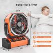 Camping Fan with LED Lantern, 20000mAh Rechargeable Battery Operated Outdoor Tent Fan with Light & Hook, 270° Pivot