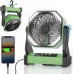 Camping Fan with LED Light, 20000mAh Rechargeable Battery Powered Outdoor Tent Fan with Light and Hook	