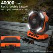 40000mAh Camping Fan, Rechargeable Battery Operated Auto-Oscillating Desk Fan with Remote, 4 Speeds & Adjustable Brightness & Color Temperature for Travel, Jobsite, Hurricane