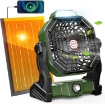 10800mAh Solar Powered Fan & Led Lantern, Rechargeable Outdoor Tent Fan for Camping Essentials