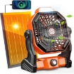 10800mAh Solar Powered Fan & Led Lantern, Rechargeable Outdoor Tent Fan for Camping Essentials